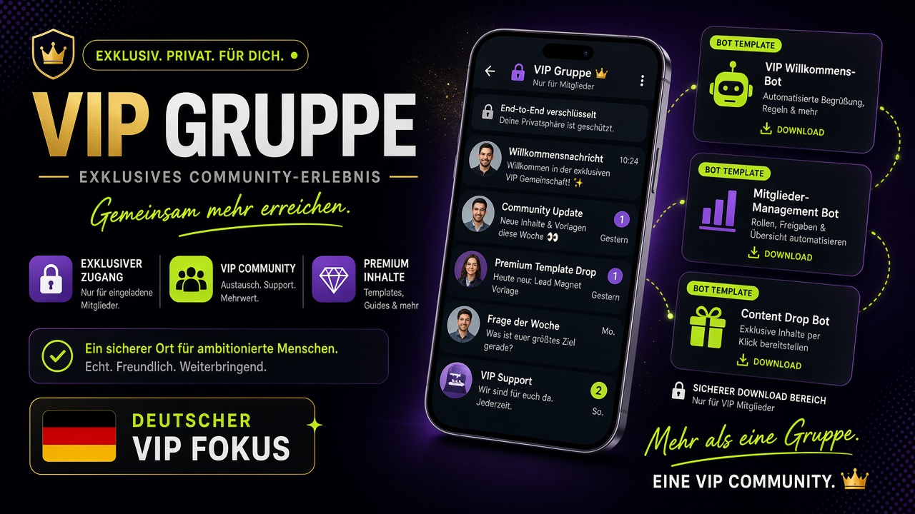 Illustration: VIP-Telegram-Gruppe der Aventorian Academy